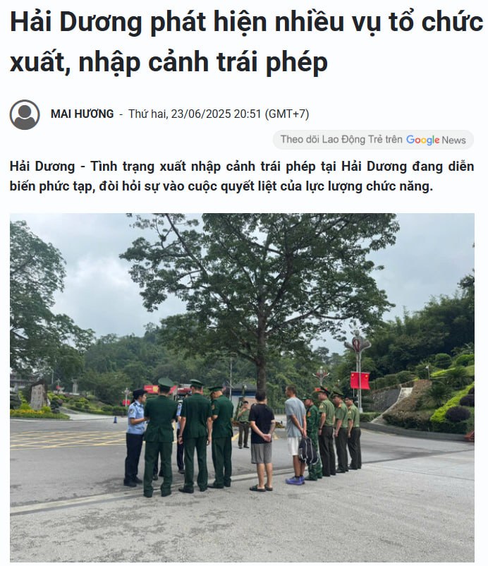 越南资讯 ：5起偷渡案涉及18名中国籍人员，越南一省严打、严查偷渡等违法行为！