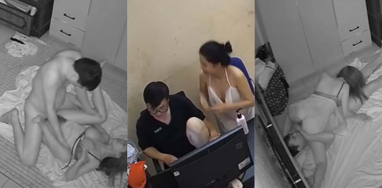 监控摄像头破解！年轻夫妻在家玩的很开放 妻子穿着情趣内衣 骚穴淫水直流！