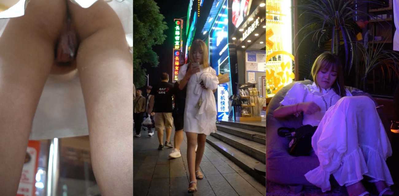 街头抄底偷拍！大街抄底短裙美女有惊喜 无内肥美鲍鱼口吐白沫 这是刚被内射完？