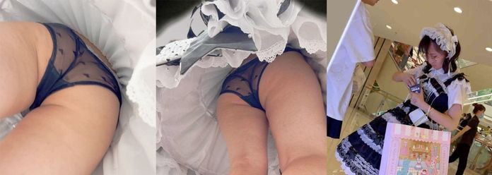 超高颜值洛丽塔萝莉少女，裙底风光竟然如此反差，黑色蕾丝内裤，表面清纯内心反差！