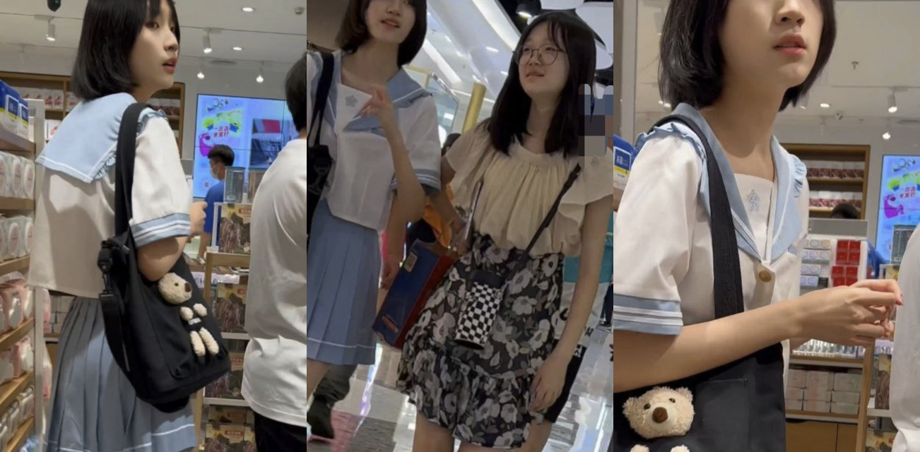 街头抄底偷拍！偷拍大神商场偷拍JK制服高中生 裙底风光被一览无余！