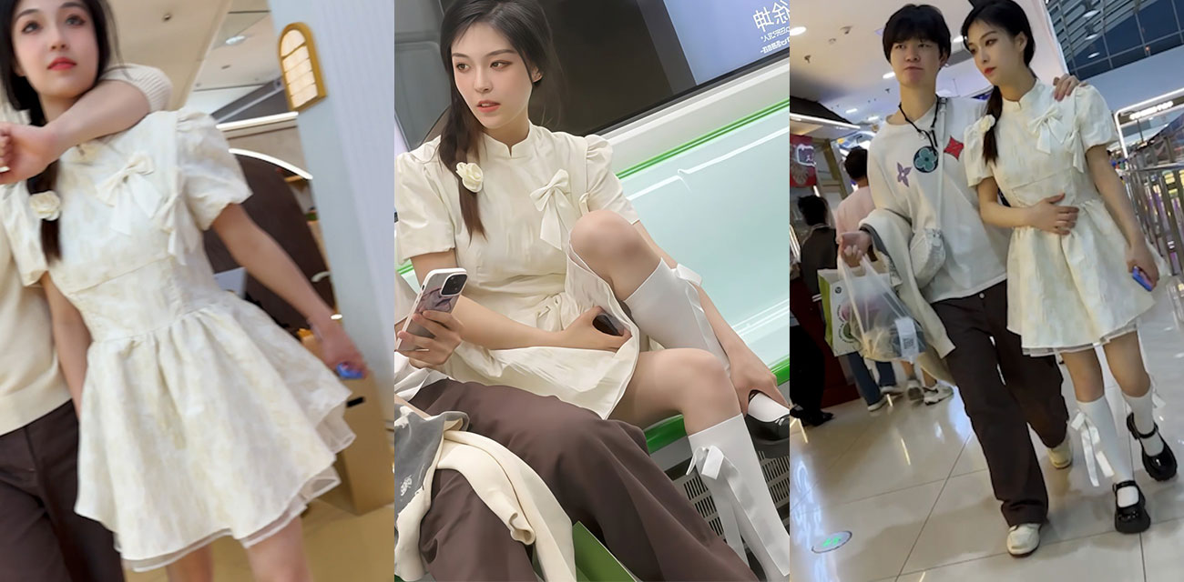 女神级甜美女友透明蕾丝内裤被偷拍大神一路偷拍 男友商场直接上手摸穴毫不避讳～