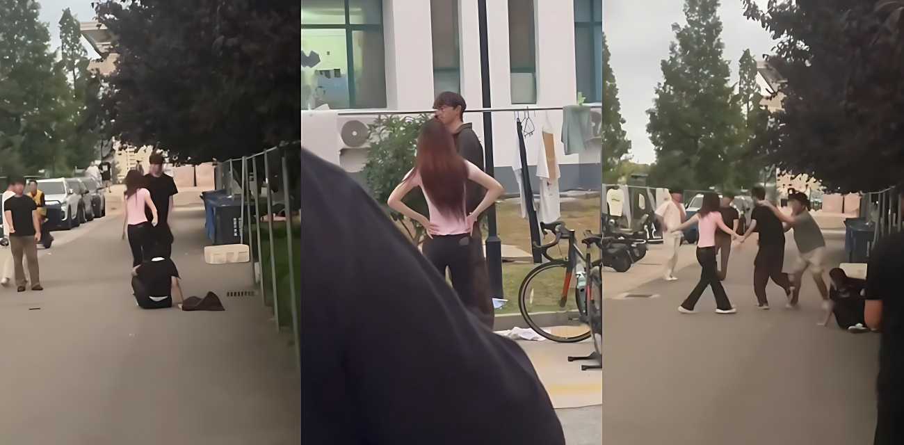 山东外事职业大学 张宇泽 脚踏两只船跟女生打起来了！爱的时候插到最深，不爱的时候拳打脚踢