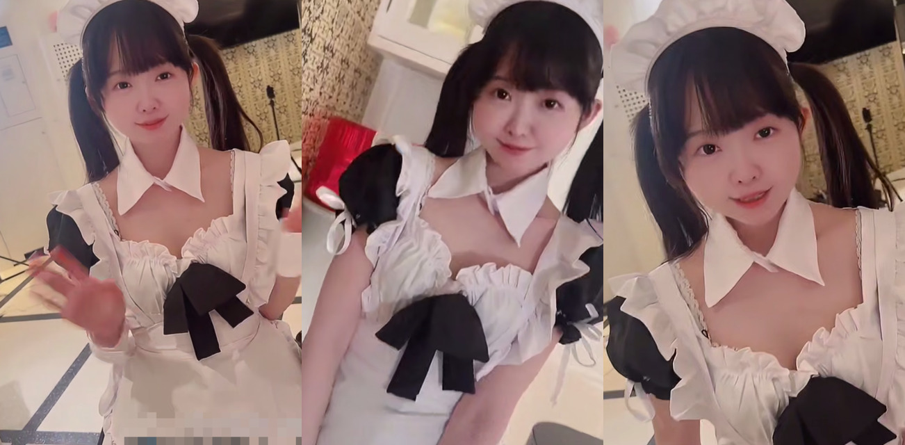 fansly日本樱花妹 yurinslittlepeach 化身可爱女仆 用温暖的小嘴和小穴 来服侍主人的大屌！