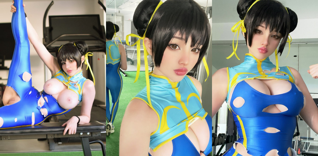onlyfans人气极品巨乳网黄 Hidori_rose cos春丽 在健身房被大屌男抓着猛干 这么骚的春丽你见过吗