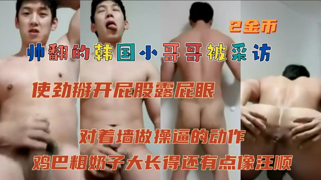 韩国小哥哥被采访,使劲掰开屁股露出屁眼,对着墙做操逼的动作
