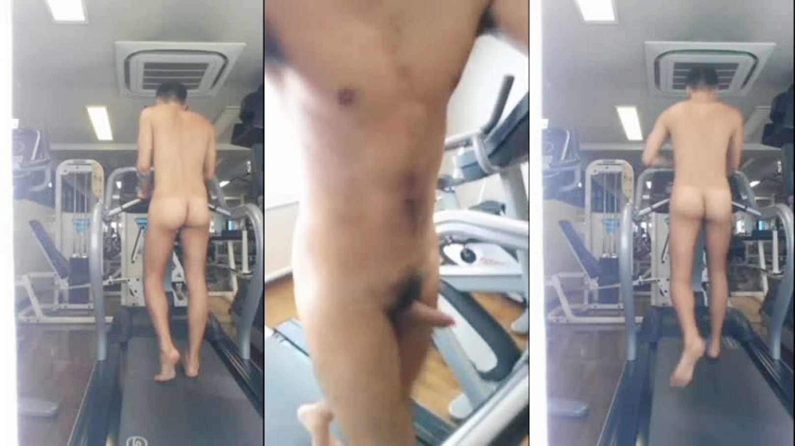 极限漏出系列：小骚逼健身房裸体跑步