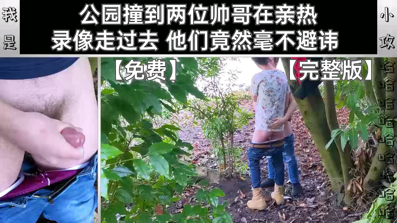 公共野外暴露系列 公园撞到两位帅哥在亲热 录像走过去 他们竟然毫不避讳 