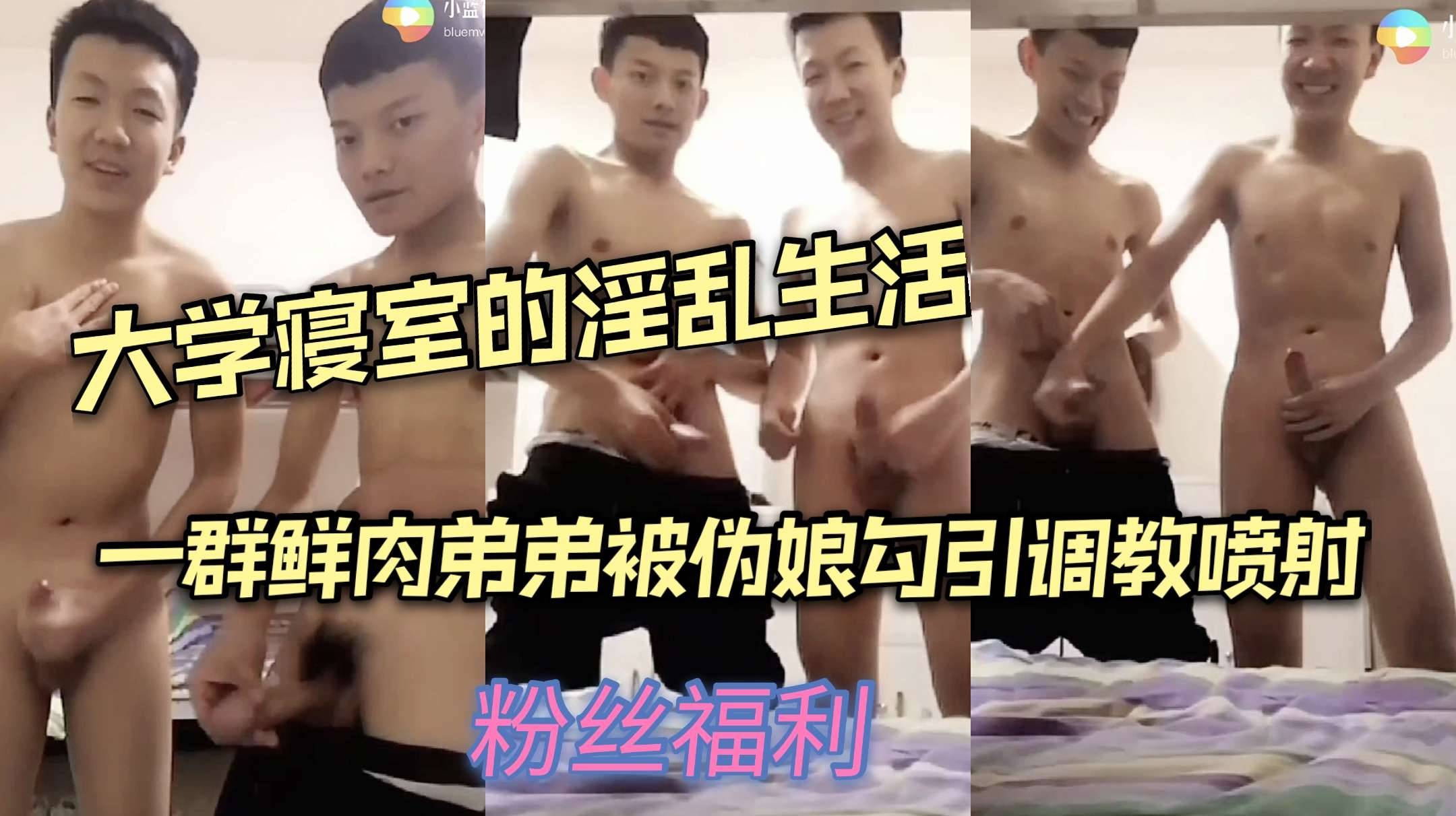 大学寝室的淫乱生活 一群鲜肉弟弟被伪娘勾引调教争相比大小被调教喷射