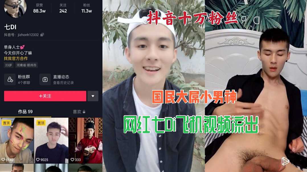 抖音十万粉丝网红七Di  国民大屌男神飞机视频流出