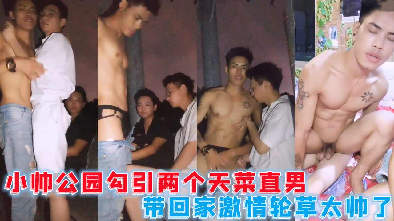 腹肌小帅公园勾引两个天菜直男 带回家激情轮草 真的太帅了