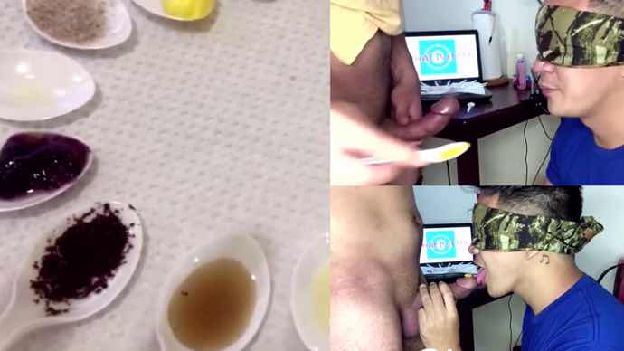 超会玩的情侣，甜品粘在屌上让对方舔屌猜品种