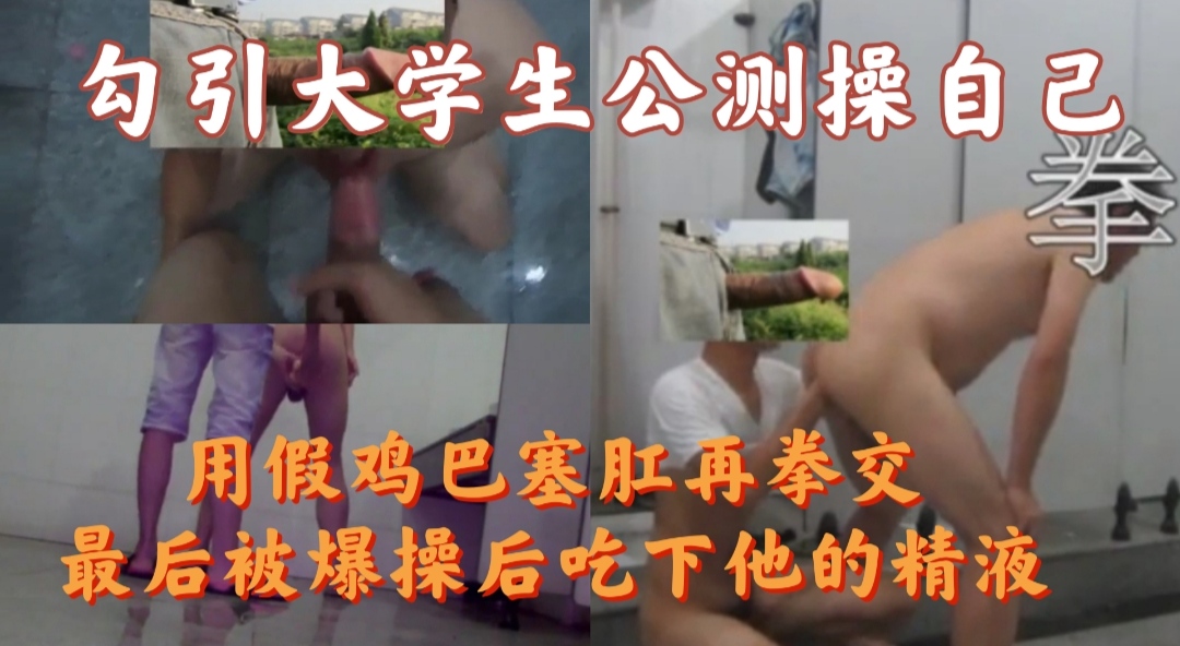 大叔勾引大学生公厕操自己,用假鸡巴塞肛再拳交