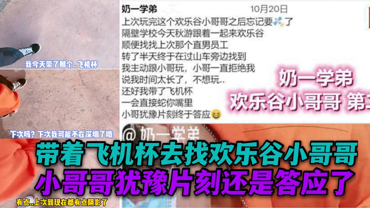 奶一学弟带着飞机杯 去找欢乐谷小哥哥
