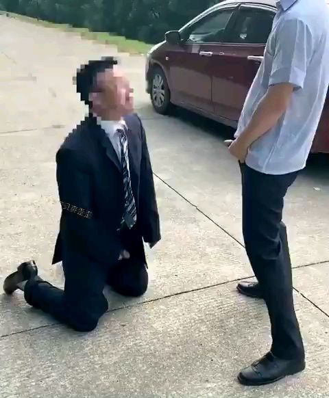 带正装熟男大叔野外尿,一身大鸡巴插嘴里