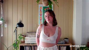 Ersties - Cute Summer Shoves Panties In Her Pussy Before Grabbing The Glass Dildo: Porn - 经典欧美