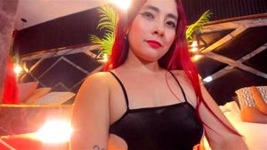 redhead shows her ass and touches her pussy