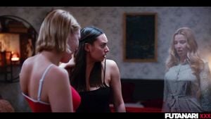 2 Blondes 1 Brunette - Trans Fucks Girl in Lesbian Shemale Threesome with Double Futa Transformation: Porn - 经典欧美