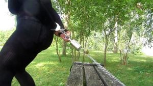 户外自我束缚与条纹紧身衣。享受在自然环境中探索束缚快感，搭配条纹紧身衣的独特触感，带来刺激的成人体验。专注于成人间的自愿互动，营造紧张而愉悦的氛围。
