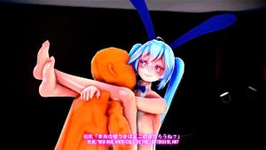 【MMD】Gumi与Miku的成人幻想互动 手机女孩的激情体验