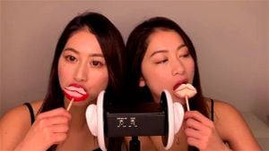 真正的日本双胞胎 ASMR 棒棒糖