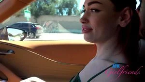 Behind the scenes with Delilah Day on vacation rubbing your cock and teasing in the car: Porn - 经典欧美