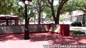 Busty Latina babe flashing off her big tits and nice ass in public: Big Ass, Outdoor & Park Porn - 经典欧美