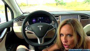 Blowjob in the car ft. Jodi West: Big Tits, Blonde & Handjob Porn - 经典欧美