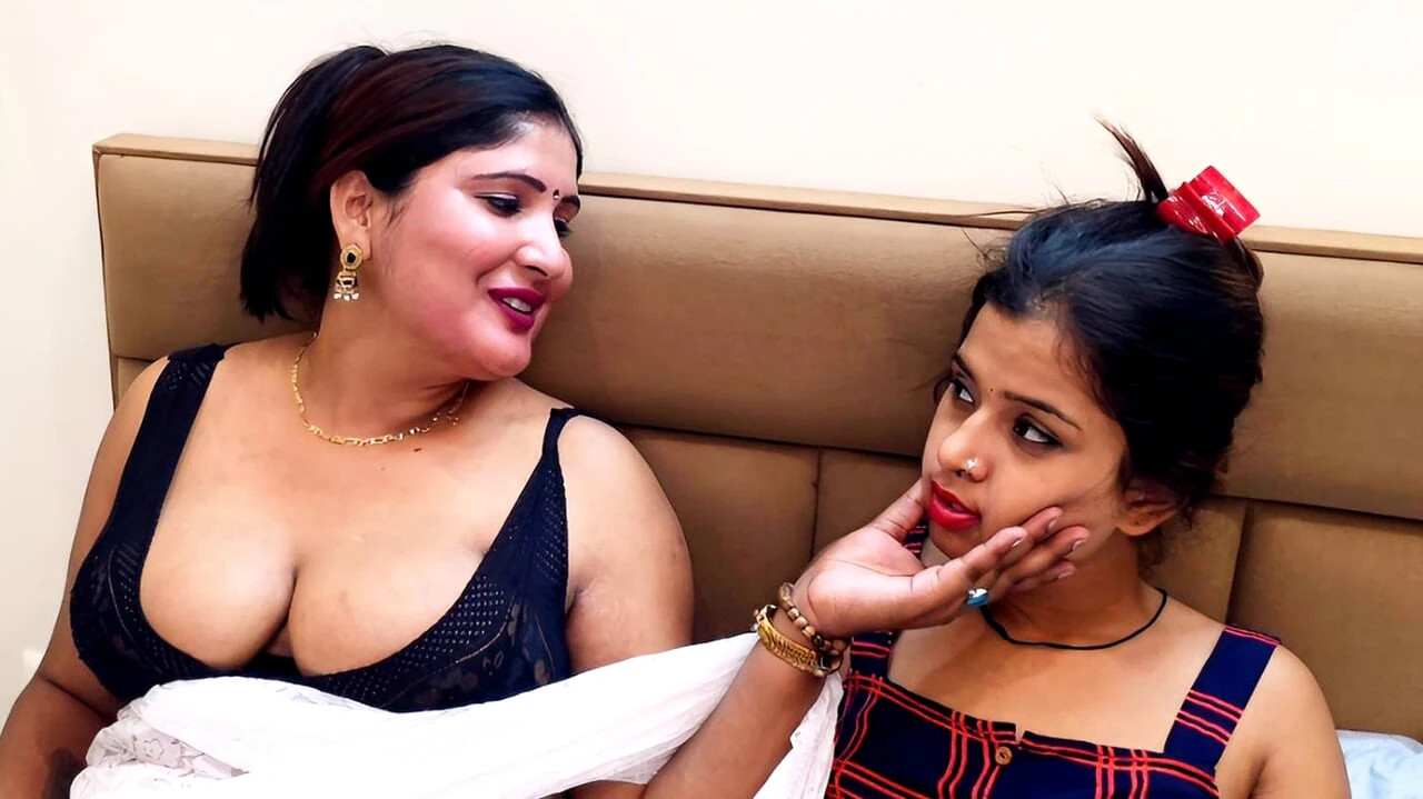 An Indian Asian desi sister-in-law got excited while watching a love video with her husband's sister and then started