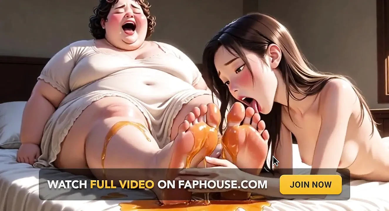 肥胖的 Ssbbw 羞辱瘦女孩 - 让她从大脚舔蜂蜜
