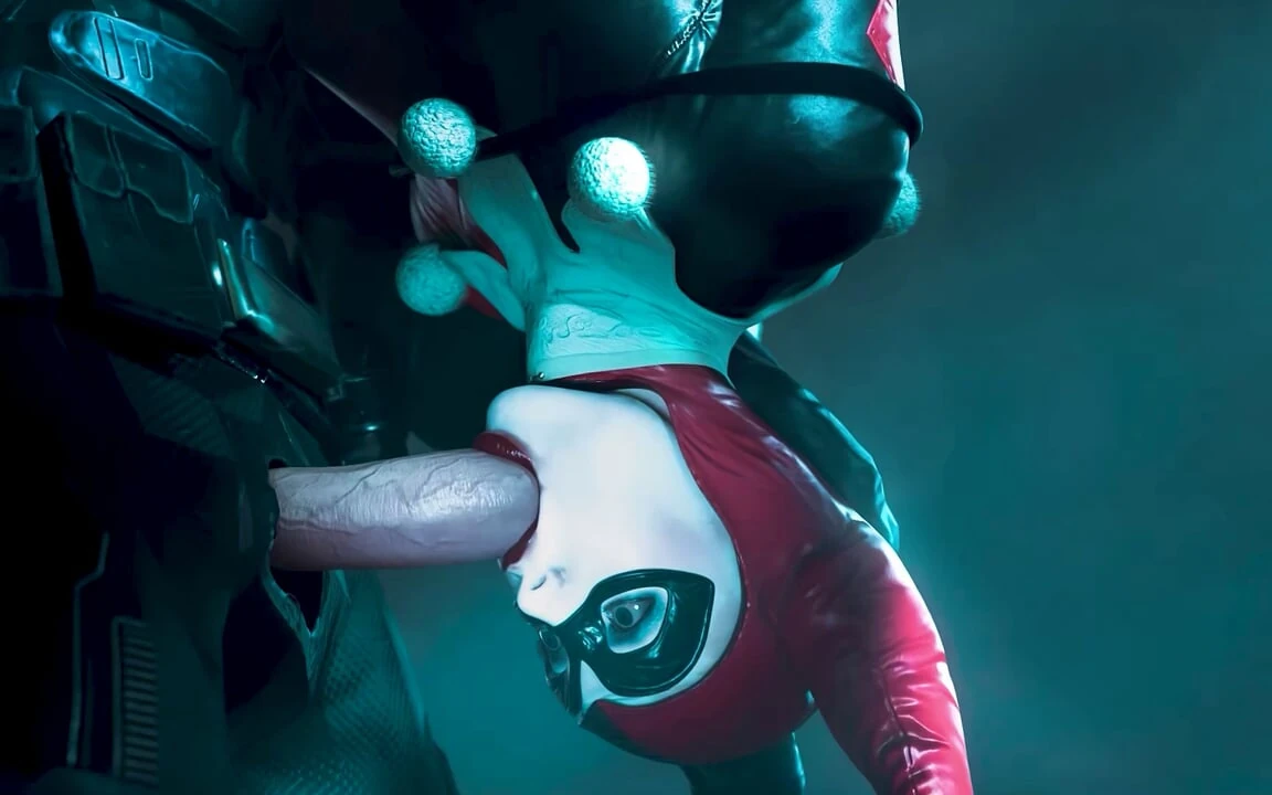 Harley Quinn在盈利的恶棍后吮吸和乱搞蝙蝠侠 - 热情的3D动画
