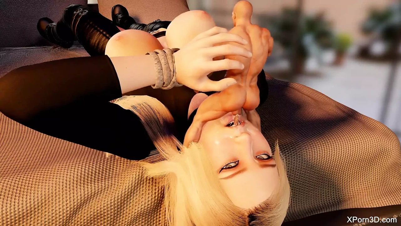 Giantess Vore口交 - 巨大的女主调教 - 热辣的金发女郎吮吸男人的鸡巴