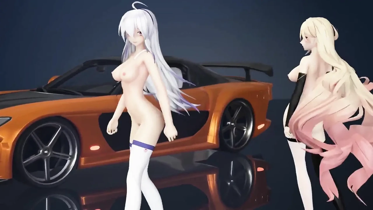 [Mmd] 弱音And幽兰戴尔Chocolate Cream 黑丝白丝赛车体操服 双人脱衣舞