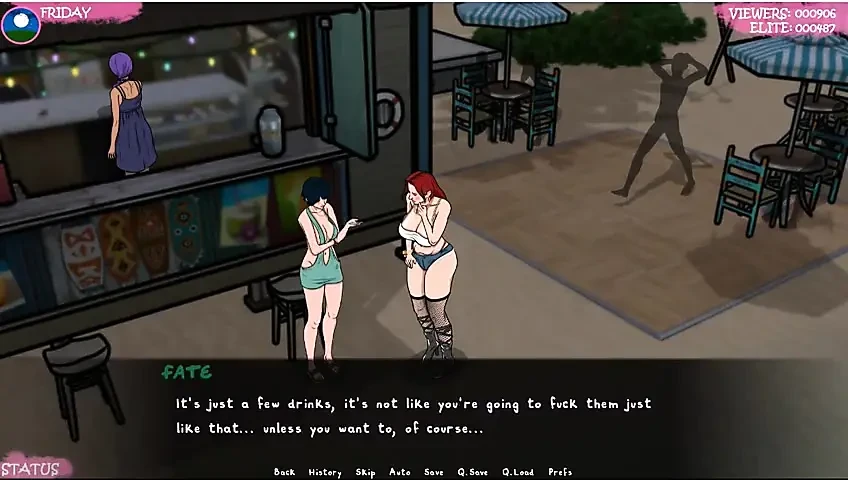 Lust Town - 游戏玩法 - 角色扮演 - 阿曼达在酒吧工作并被暴露自己