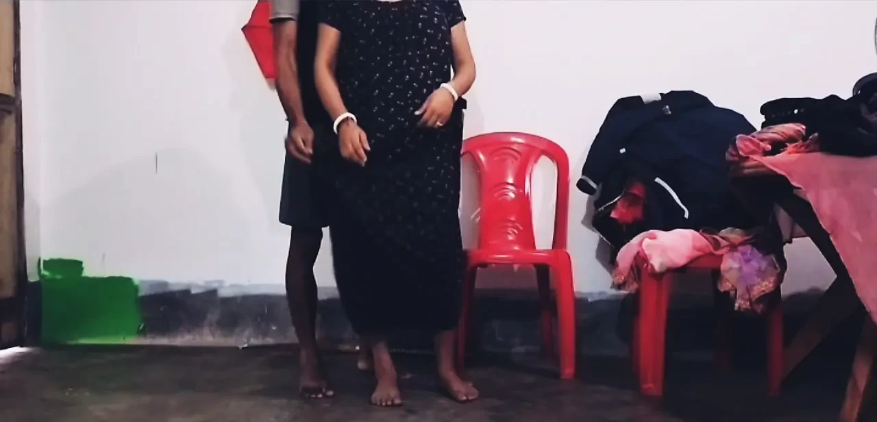Desi Naughty Bhabi with big boobs is waiting for hot devar in outside kitchen room.