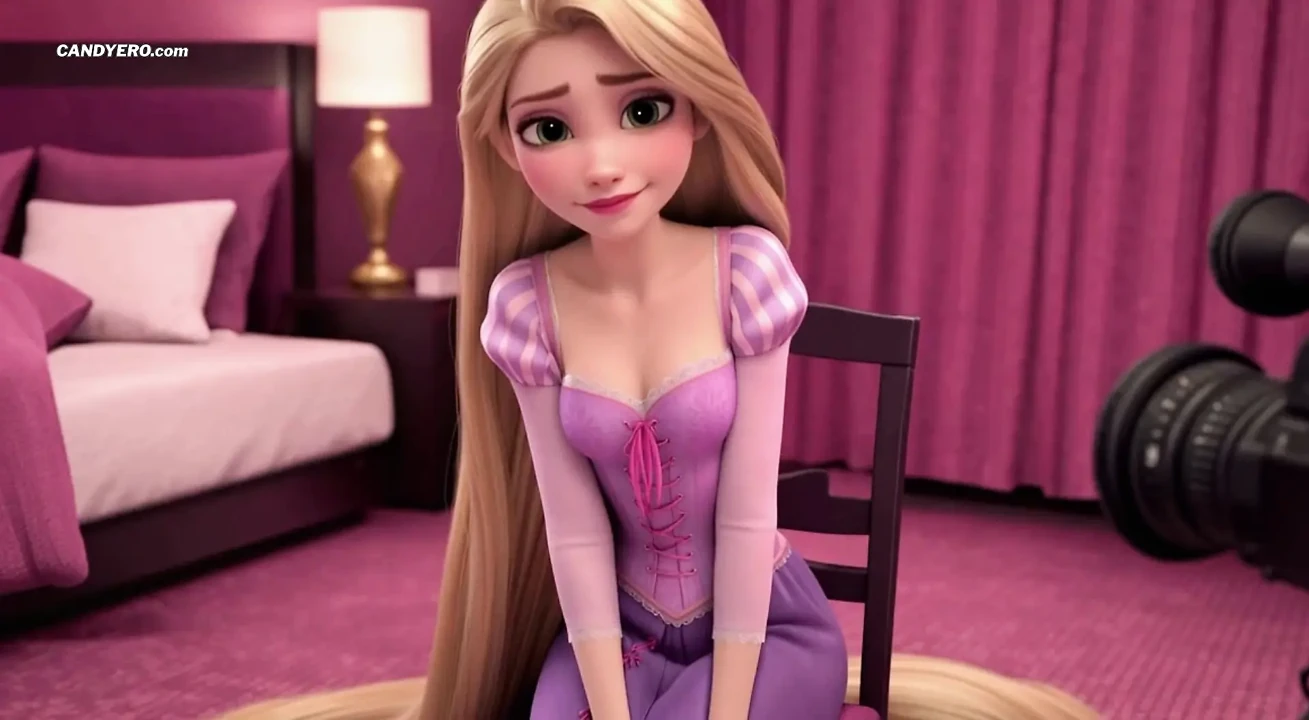 AI 生成的 Rapunzel 试镜性爱 - 天真的公主第一次口交