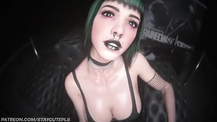 奶子很棒的性感哥特女孩正在给你打手枪