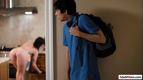 stepson_find_his_busty_stepmom_butt_naked_in_the_kitchen.shell_do_anything_to_keep_him_quiet_so_she_finds_him_sucking_her_tits_and_anal_reaming_her